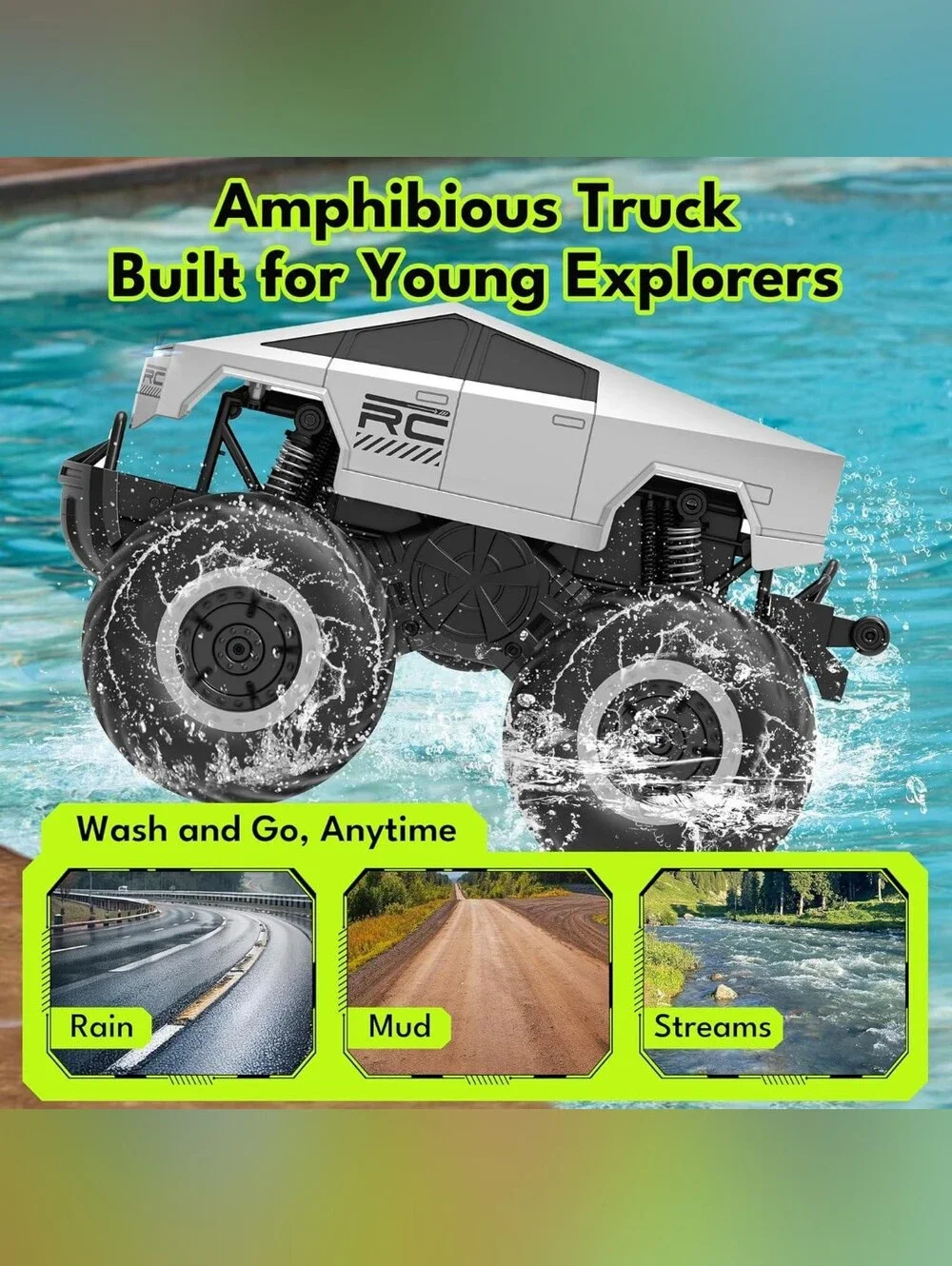 GOBANG 1:16 Amphibious Waterproof Remote Control Monster Truck - Waterproof